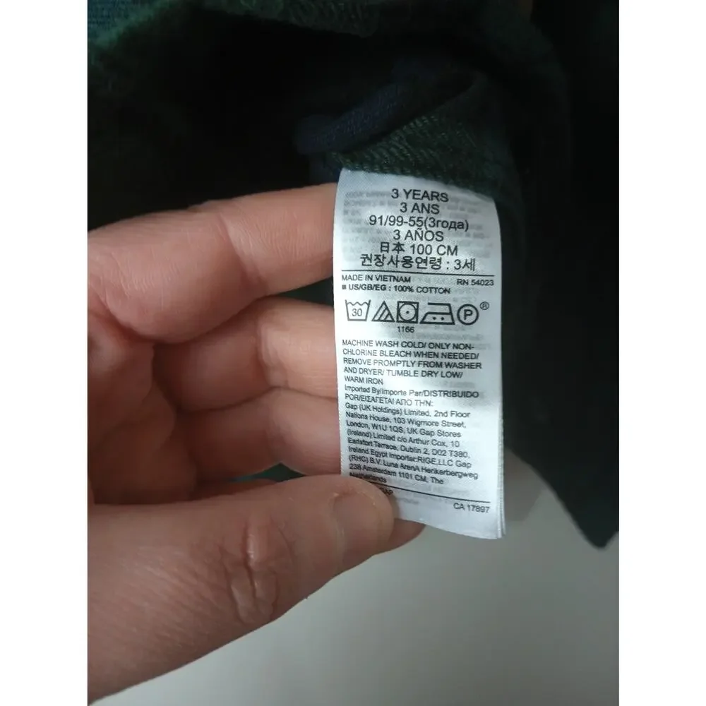 Baby Gap NWT Flannel Shirt Toddler 3 Years Multicolor Long Sleeve Button‎ Front